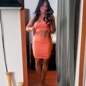 Boutique Women’s Orange One shoulder and open stomach dress size small